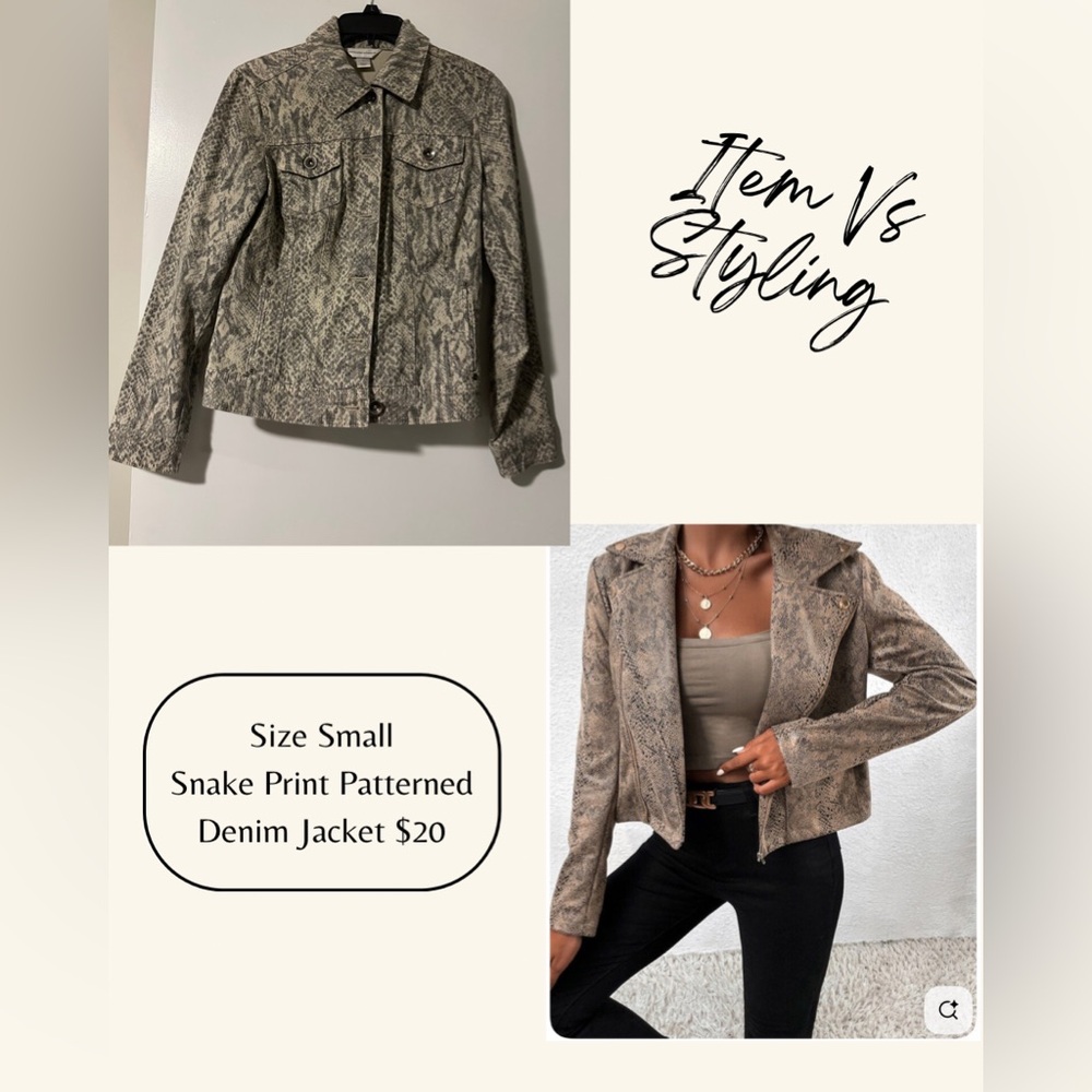 Christopher & Banks Snake Print Denim Jacket - Women’s Size Small